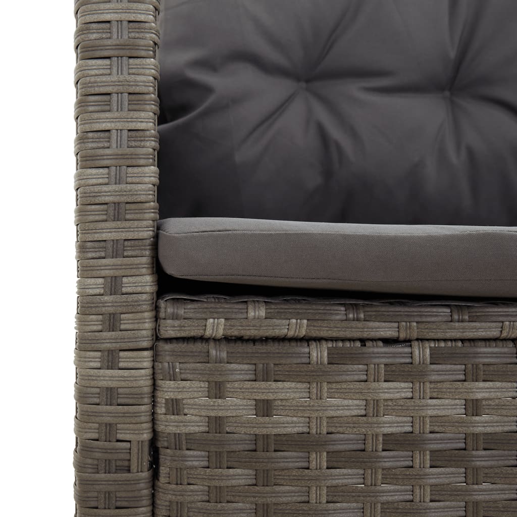 4 Piece Garden Lounge Set with Cushions Grey Poly Rattan