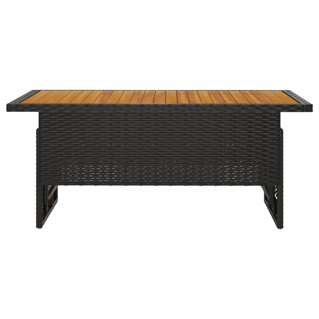 Garden Table Black 100x50x43/63 cm Solid Wood Acacia&Poly Rattan