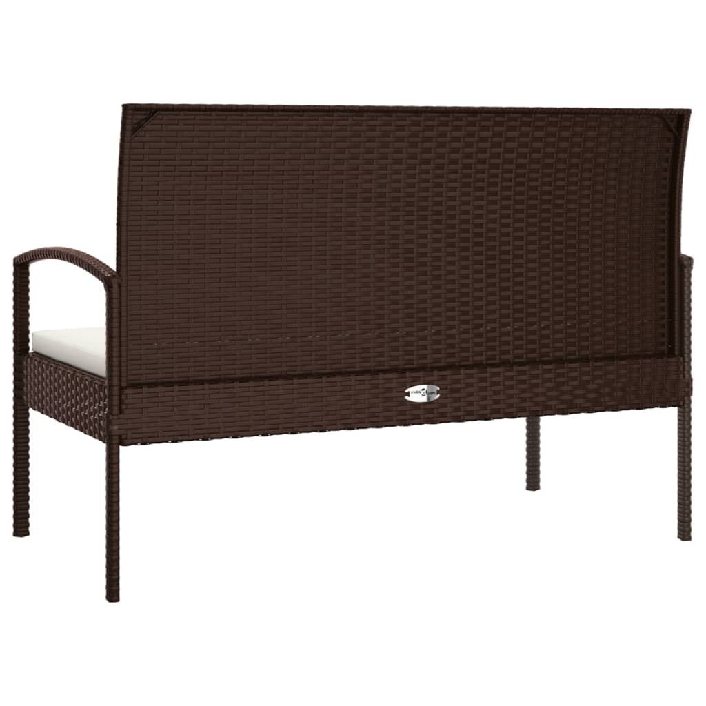 Garden Bench with Cushion Brown 105 cm Poly Rattan