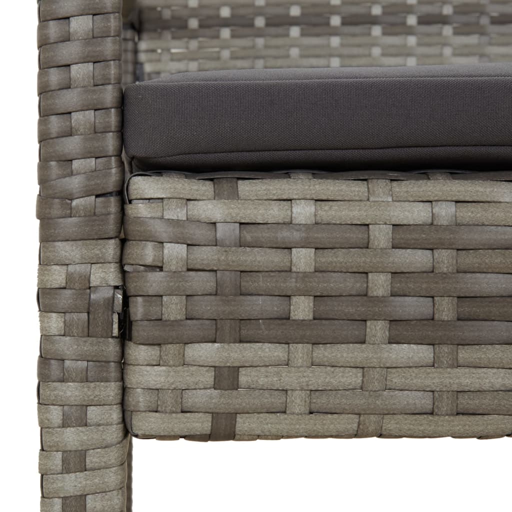 Garden Bench with Cushion Grey 105 cm Poly Rattan