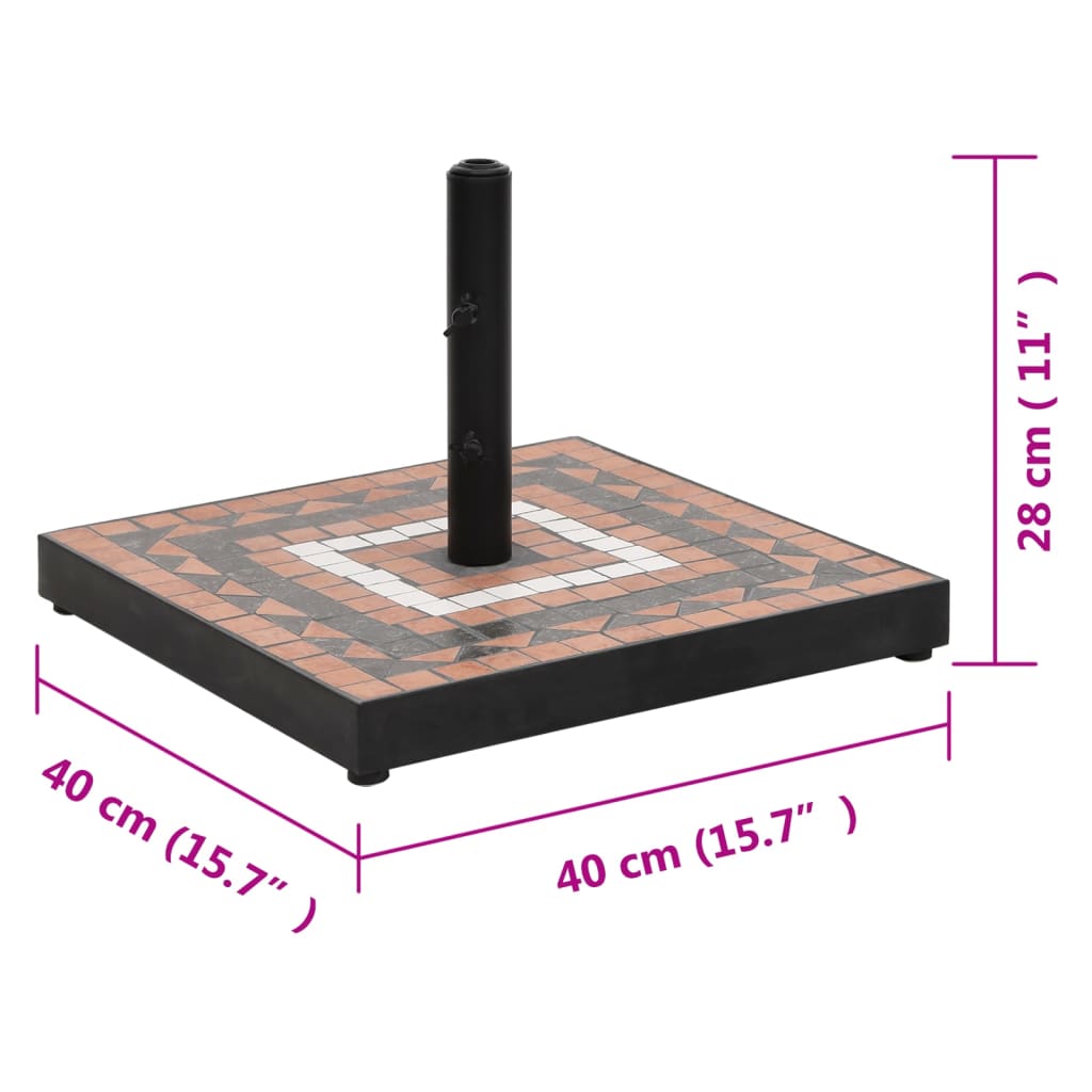 Parasol Base Terracotta and White Square 12 kg