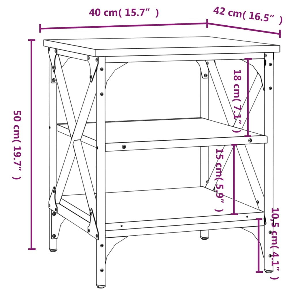 Side Tables 2 pcs Grey Sonoma 40x42x50 cm Engineered Wood