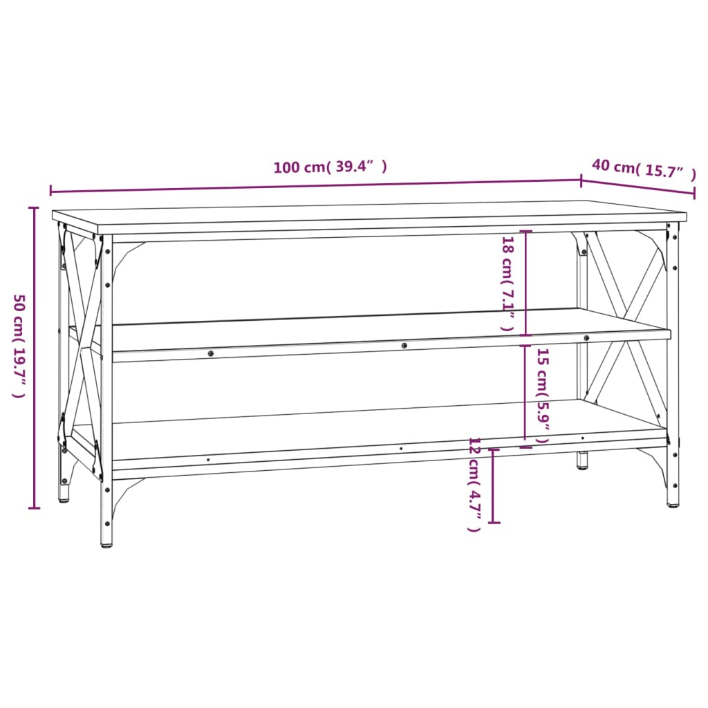 TV Cabinet Grey Sonoma 100x40x50 cm Engineered Wood