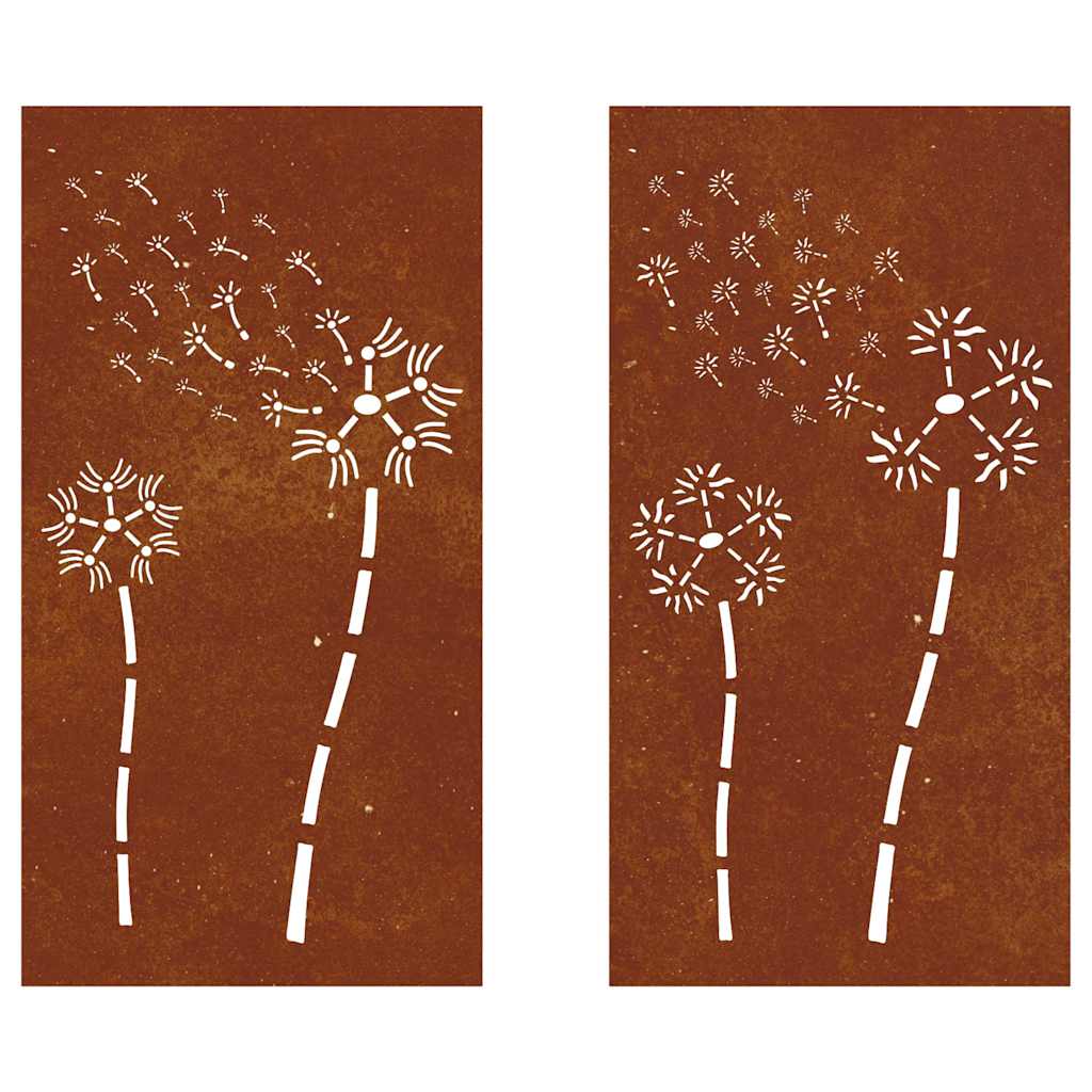 Garden Wall Decorations 2pcs 105x55cm Corten Steel Flower Design