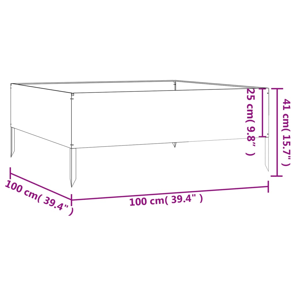 Garden Raised Bed 100x100x41 cm Corten Steel