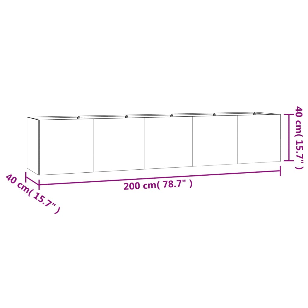 Garden Raised Bed 200x40x40 cm Corten Steel