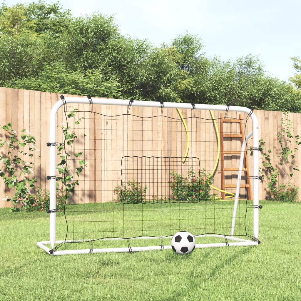 Football Net Rebounder White&amp;Black 184x61x123 cm Steel and PE