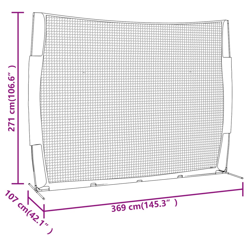 Portable Baseball Net Red and Black 369x107x271 cm Steel and Polyester