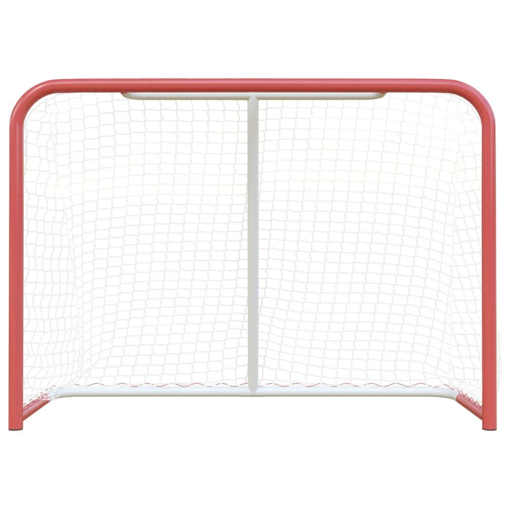 Hockey Goal with Net Red&White 153x60x118 cm Steel&Polyester