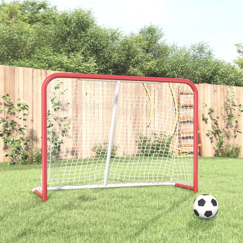 Hockey Goal with Net Red&amp;White 153x60x118 cm Steel&amp;Polyester