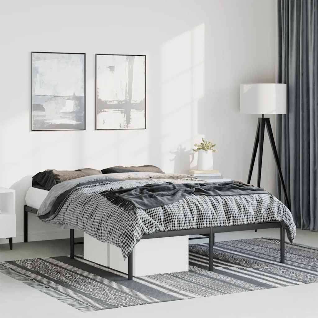 Metal Bed Frame without Mattress Black 135x190 cm