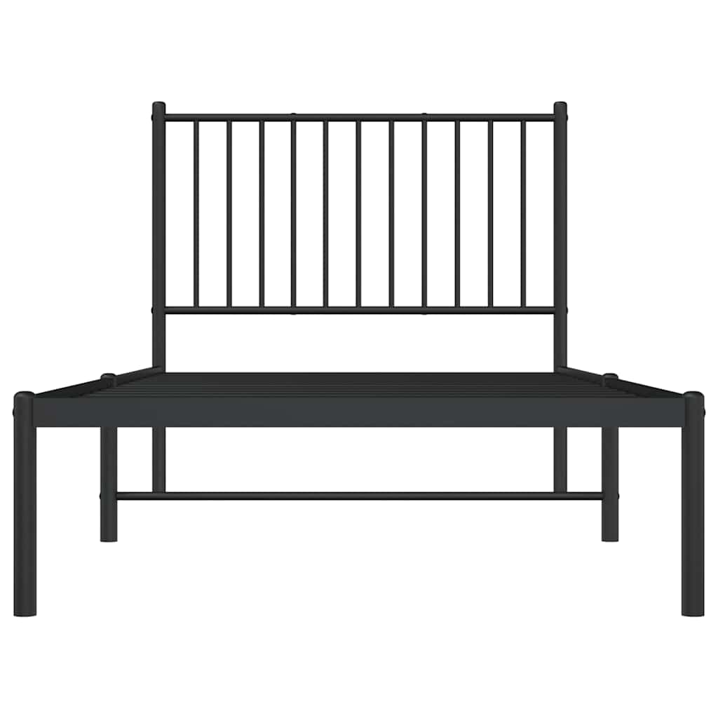 Metal Bed Frame without Mattress with Headboard Black 90x190 cm