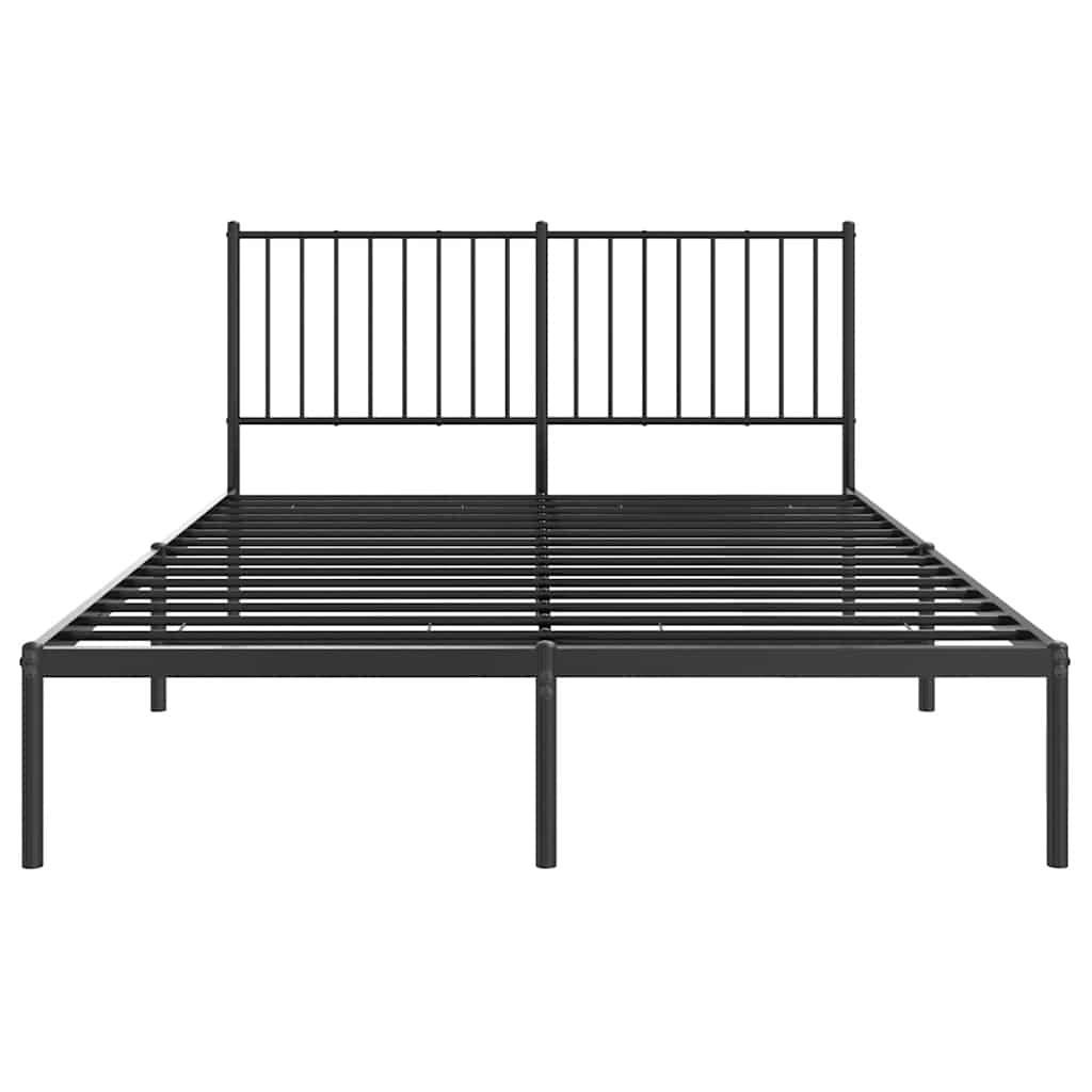Metal Bed Frame without Mattress with Headboard Black 135x190 cm