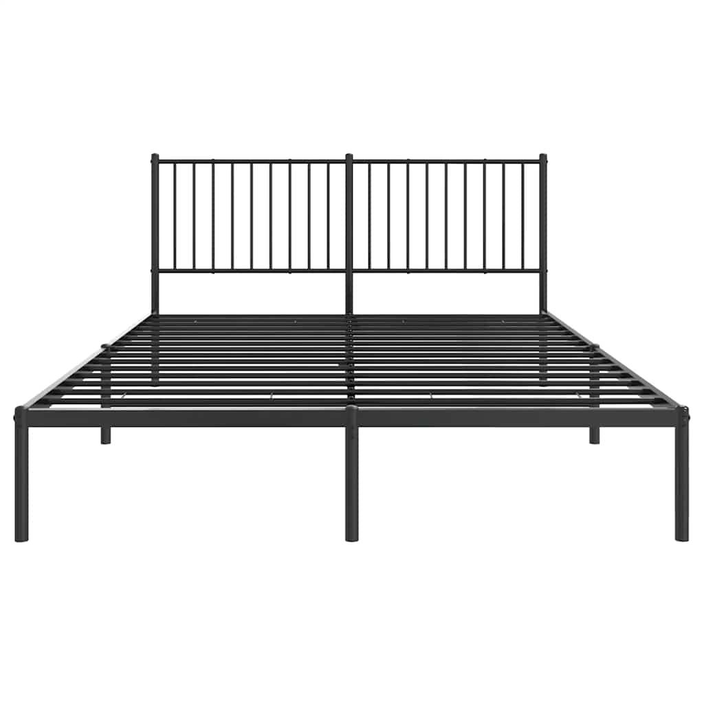 Metal Bed Frame without Mattress with Headboard Black 150x200 cm