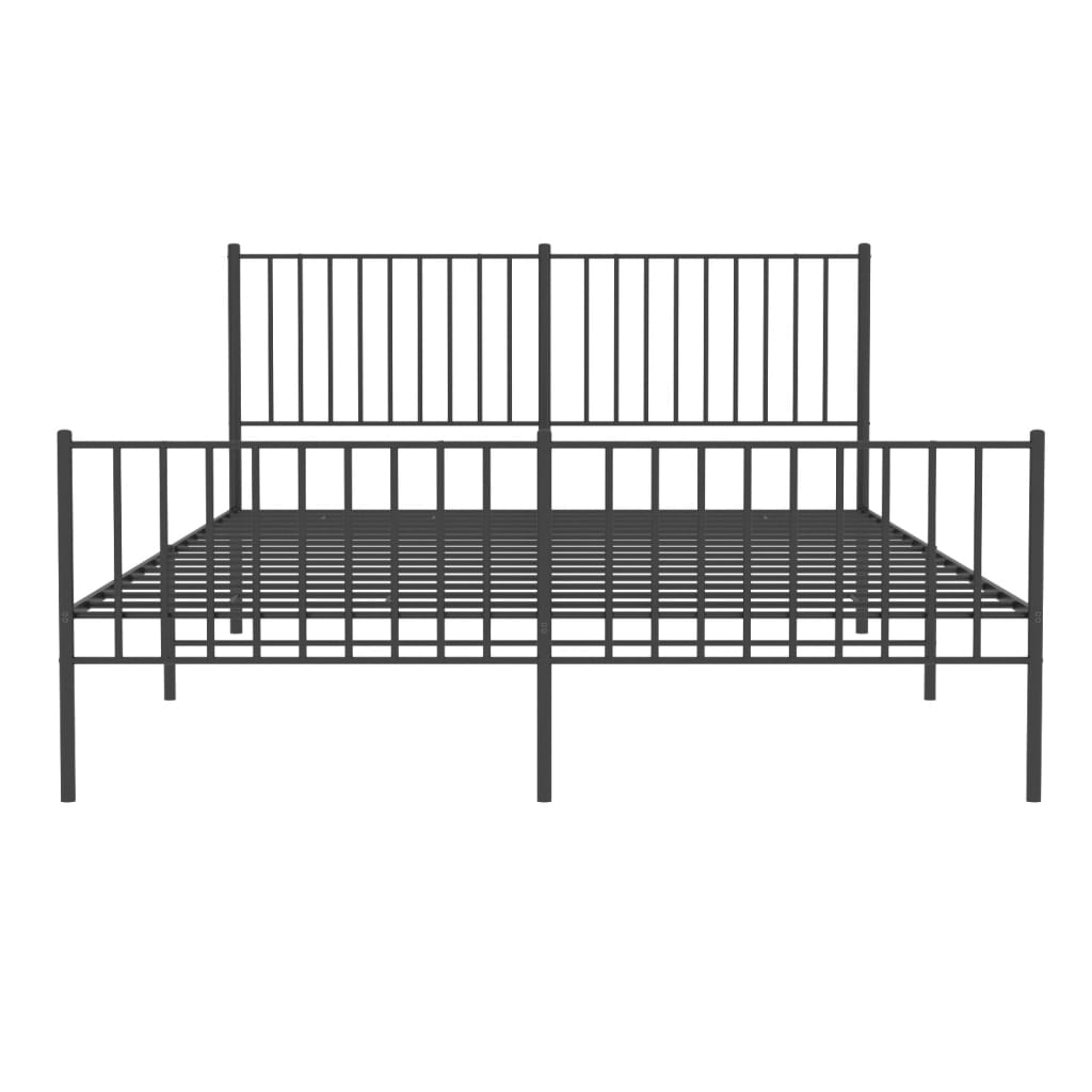 Metal Bed Frame without Mattress with Footboard Black 150x200 cm