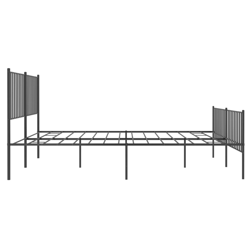 Metal Bed Frame without Mattress with Footboard Black 150x200 cm