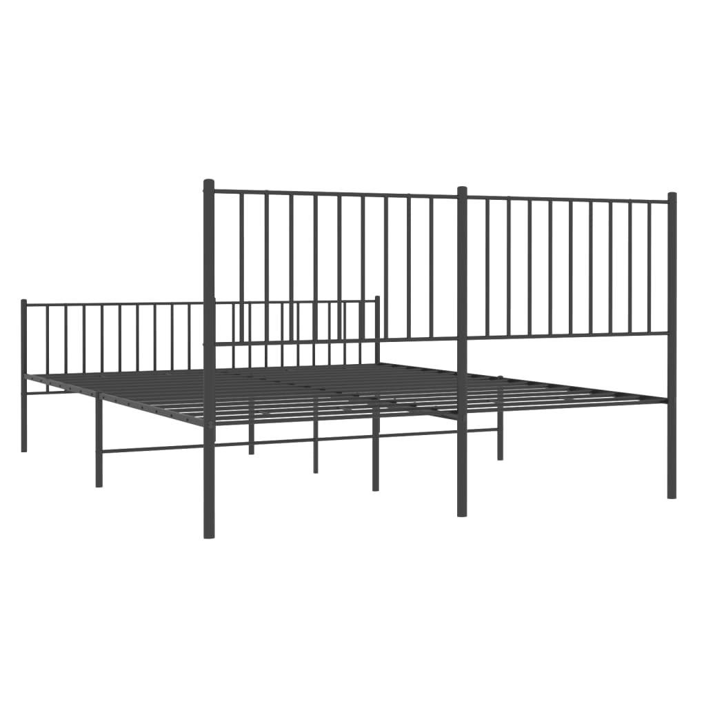 Metal Bed Frame without Mattress with Footboard Black 150x200 cm