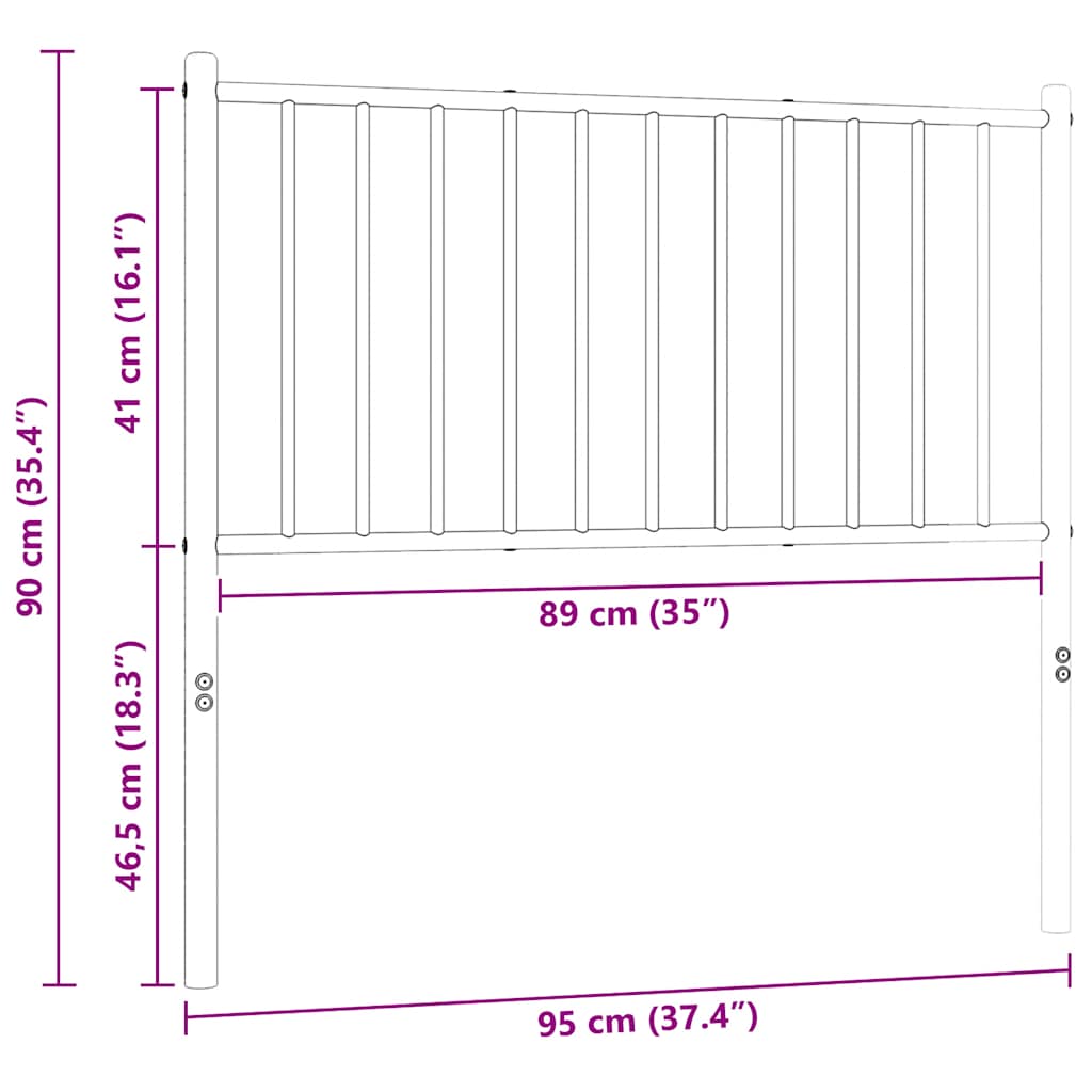 Metal Replace Headboard Black 90 cm