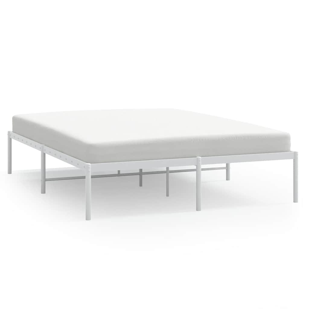 Metal Bed Frame without Mattress White 150x200 cm