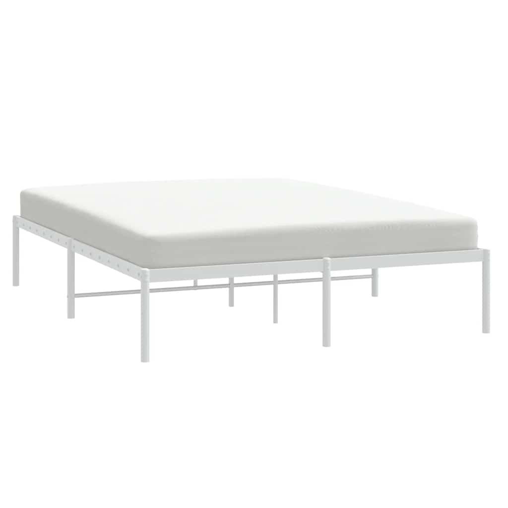 Metal Bed Frame without Mattress White 150x200 cm