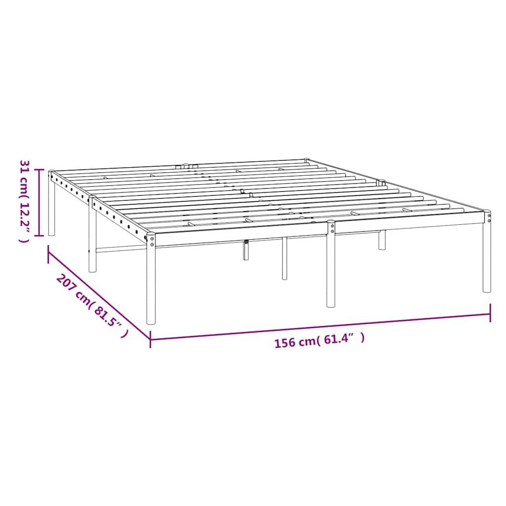 Metal Bed Frame without Mattress White 150x200 cm
