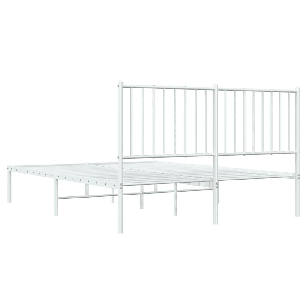Metal Bed Frame without Mattress with Headboard White 135x190 cm