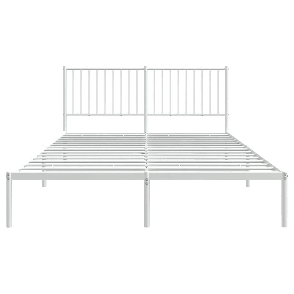 Metal Bed Frame without Mattress with Headboard White 150x200 cm
