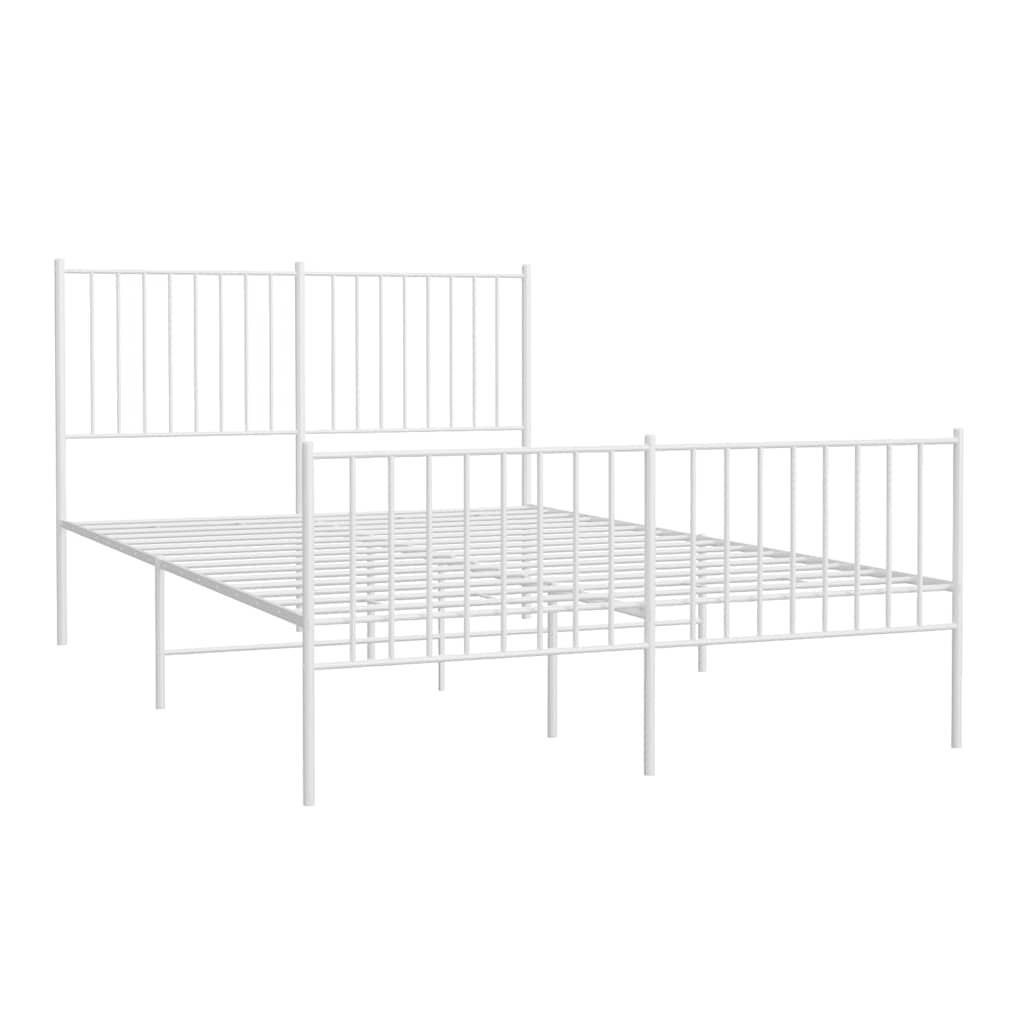 Metal Bed Frame without Mattress with Footboard White 135x190 cm