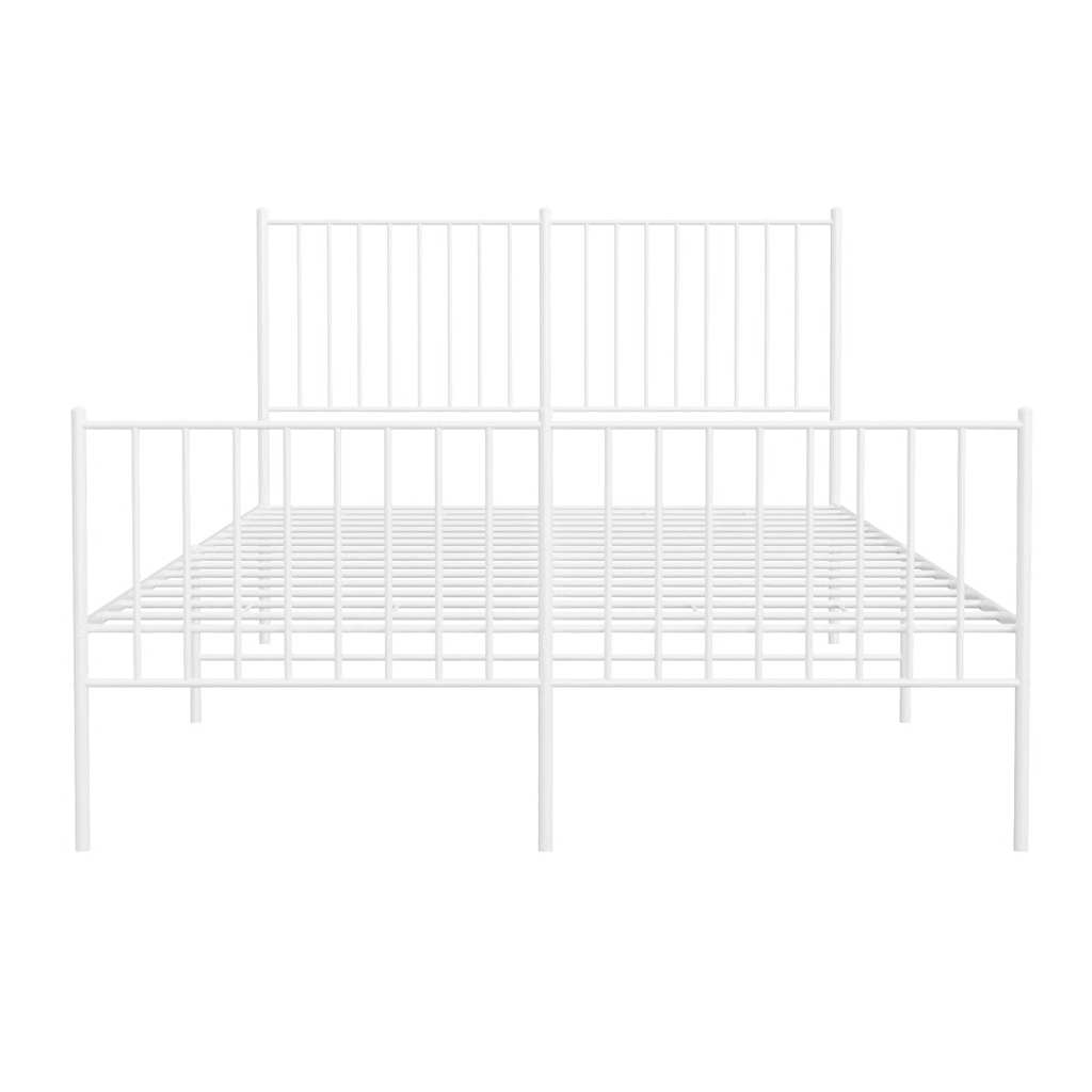 Metal Bed Frame without Mattress with Footboard White 135x190 cm