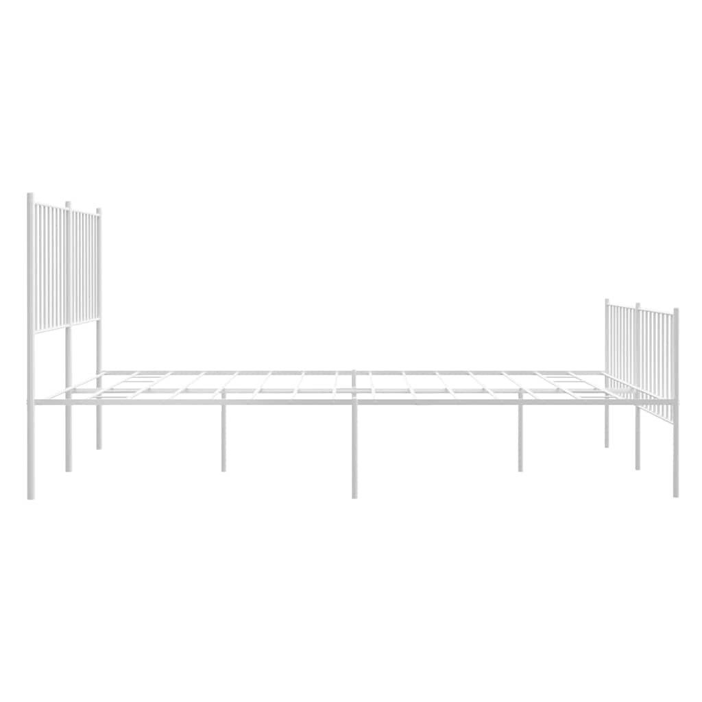 Metal Bed Frame without Mattress with Footboard White 135x190 cm