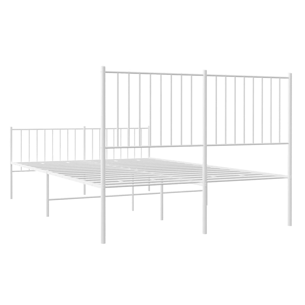 Metal Bed Frame without Mattress with Footboard White 135x190 cm