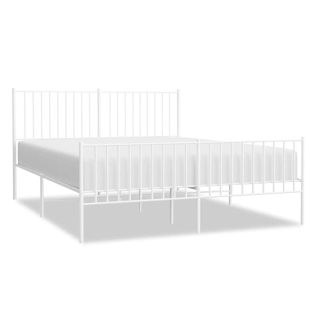 Metal Bed Frame without Mattress with Footboard White 150x200 cm