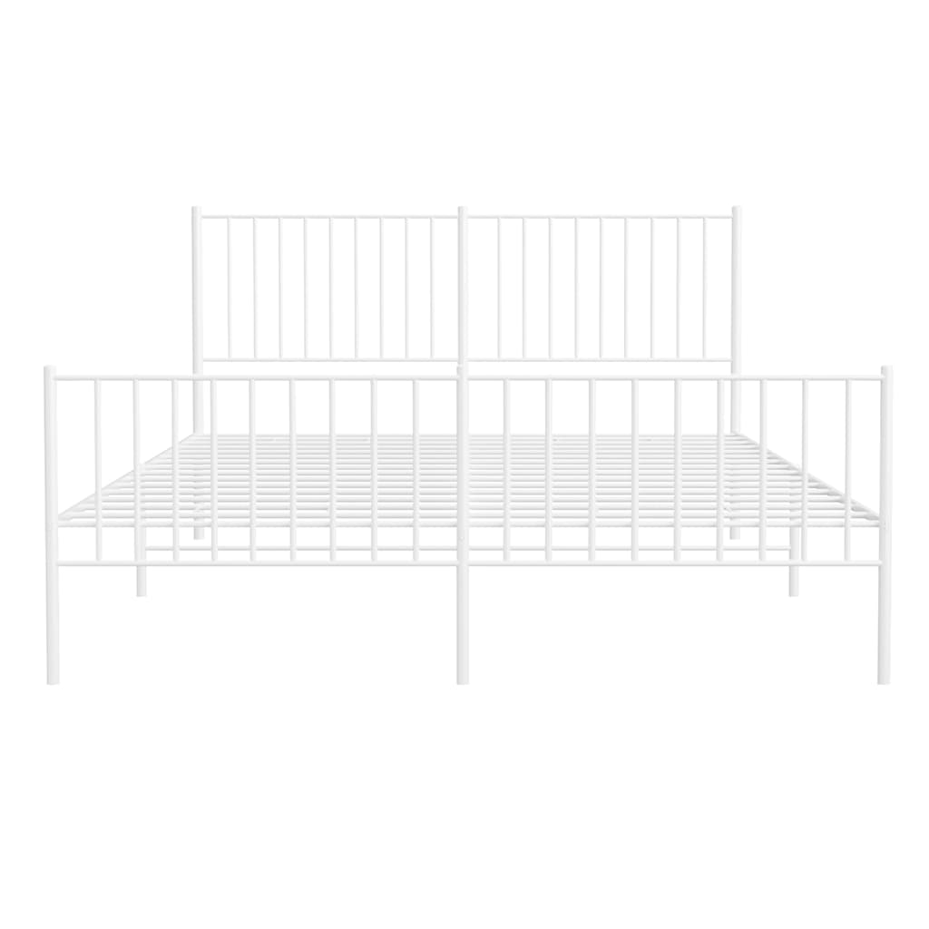 Metal Bed Frame without Mattress with Footboard White 150x200 cm