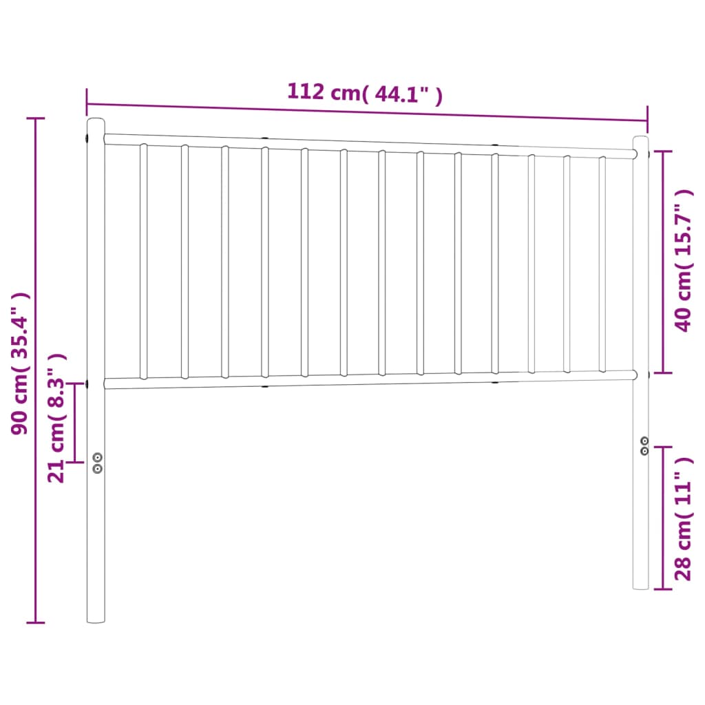 Metal Headboard White 107 cm King Single