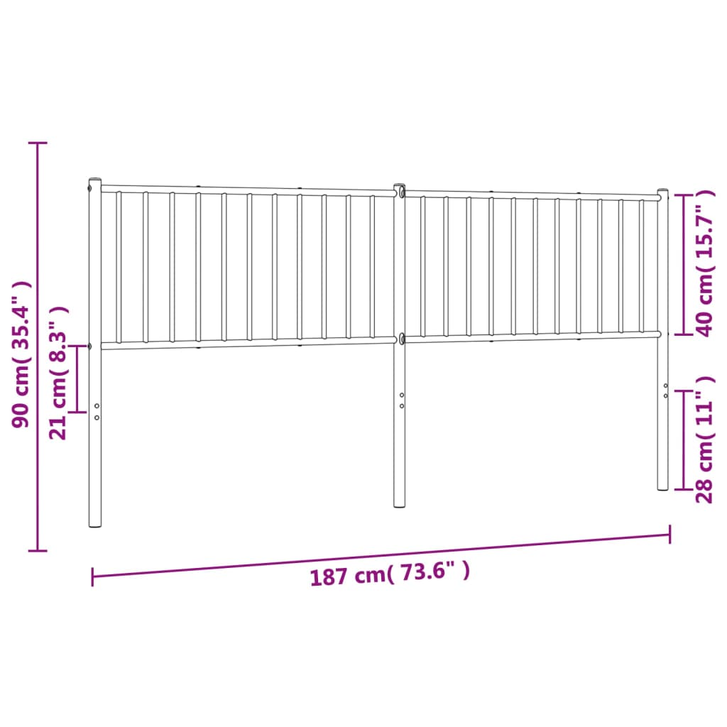 Metal Headboard White 183 cm King