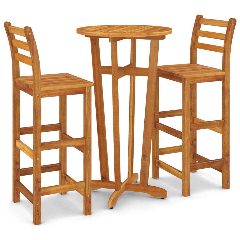 3 Piece Garden Bar Set Solid Wood Acacia