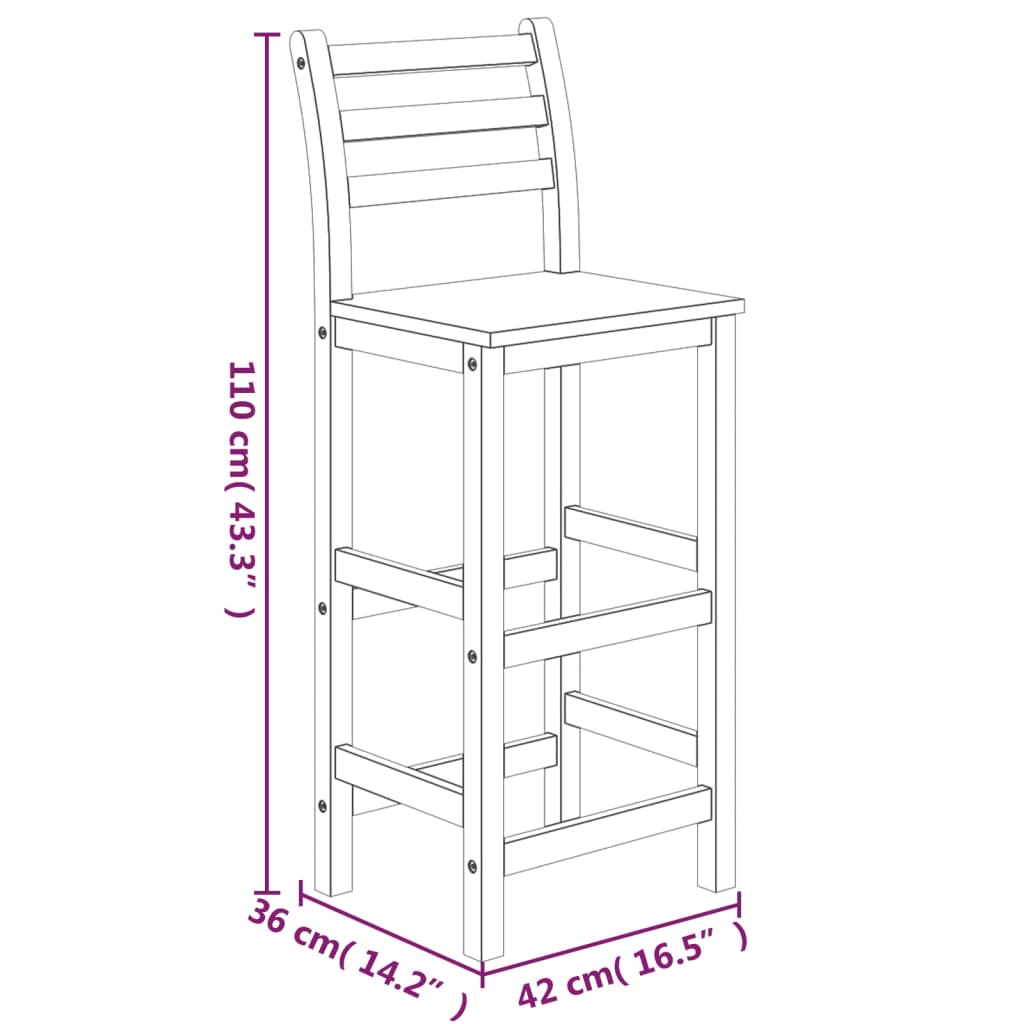 3 Piece Garden Bar Set Solid Wood Acacia