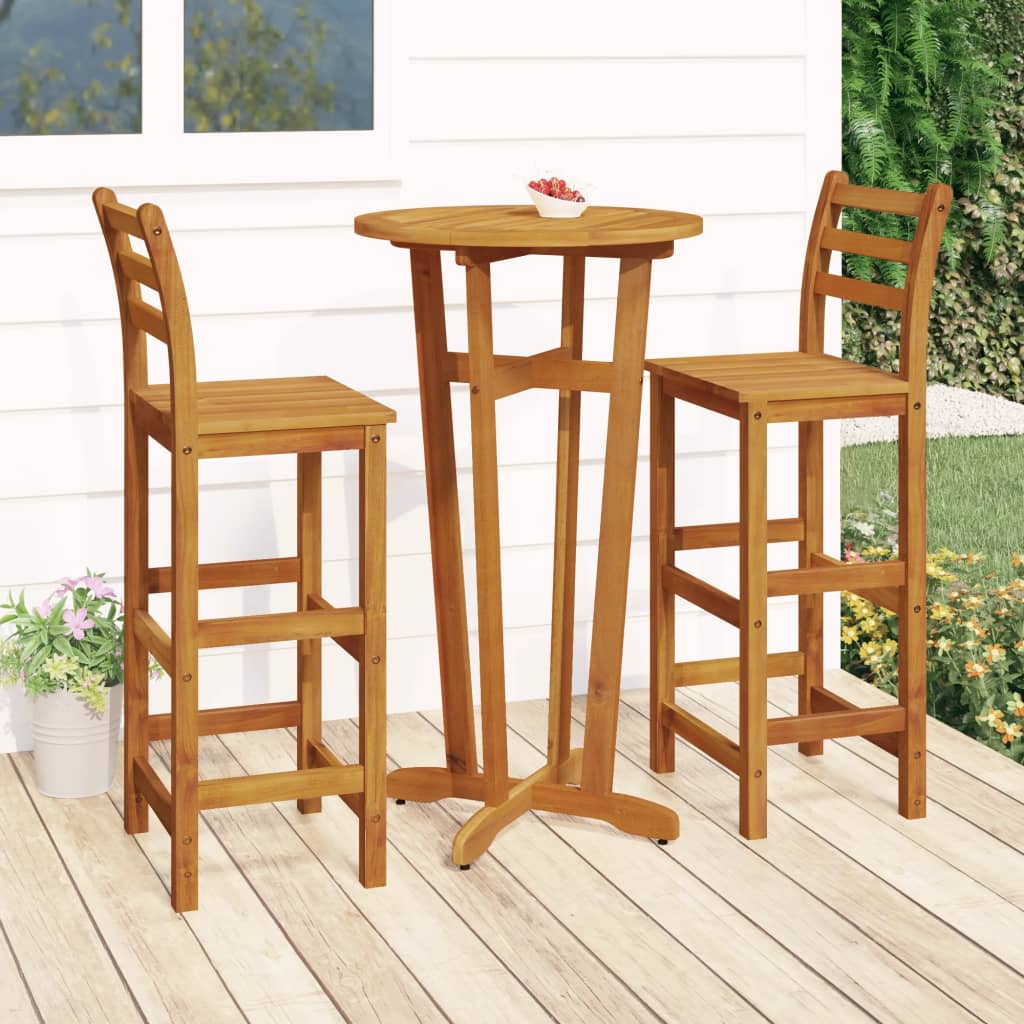 3 Piece Garden Bar Set Solid Wood Acacia