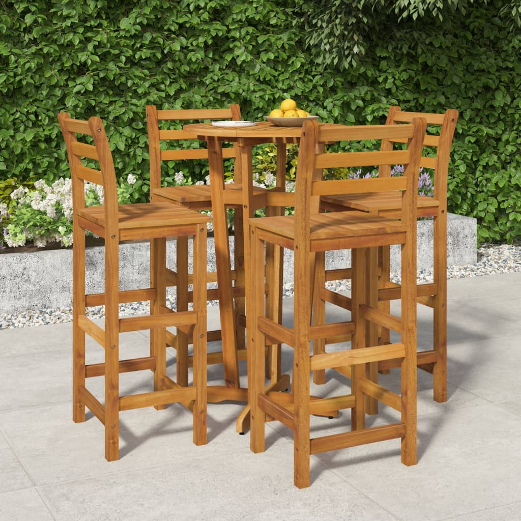 5 Piece Garden Bar Set Solid Wood Acacia