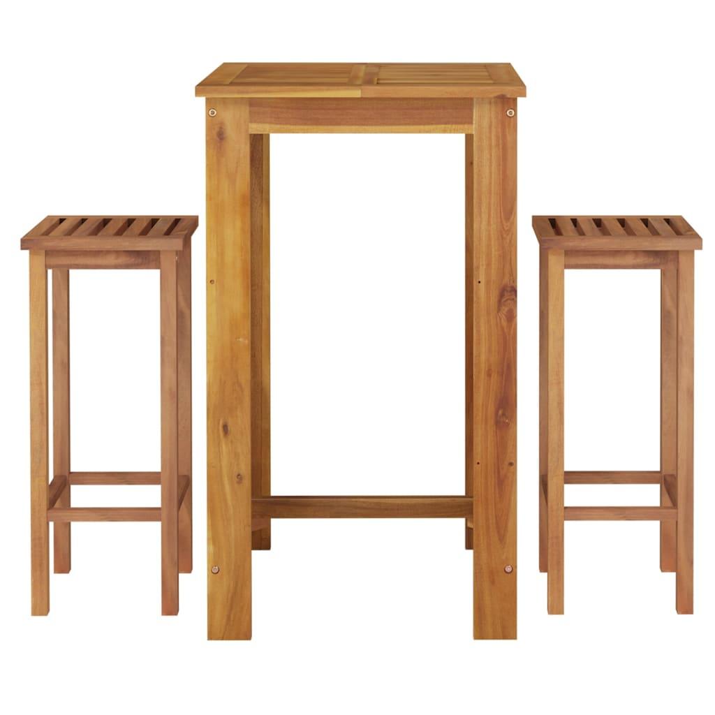 3 Piece Garden Bar Set Solid Wood Acacia