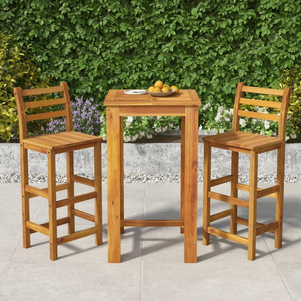 3 Piece Garden Bar Set Solid Wood Acacia