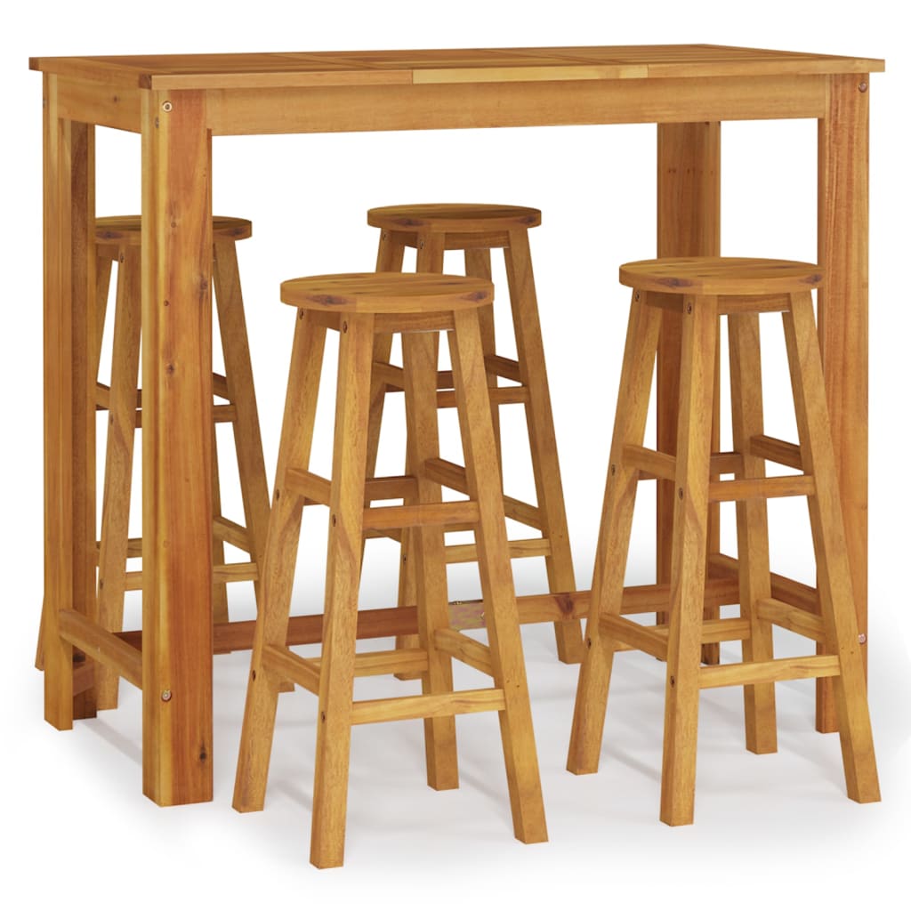 5 Piece Garden Bar Set Solid Wood Acacia