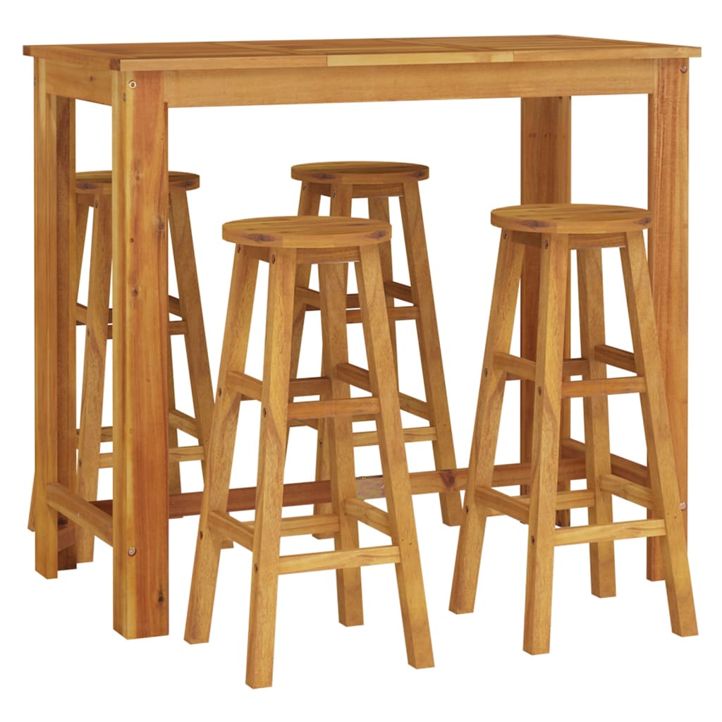 5 Piece Garden Bar Set Solid Wood Acacia