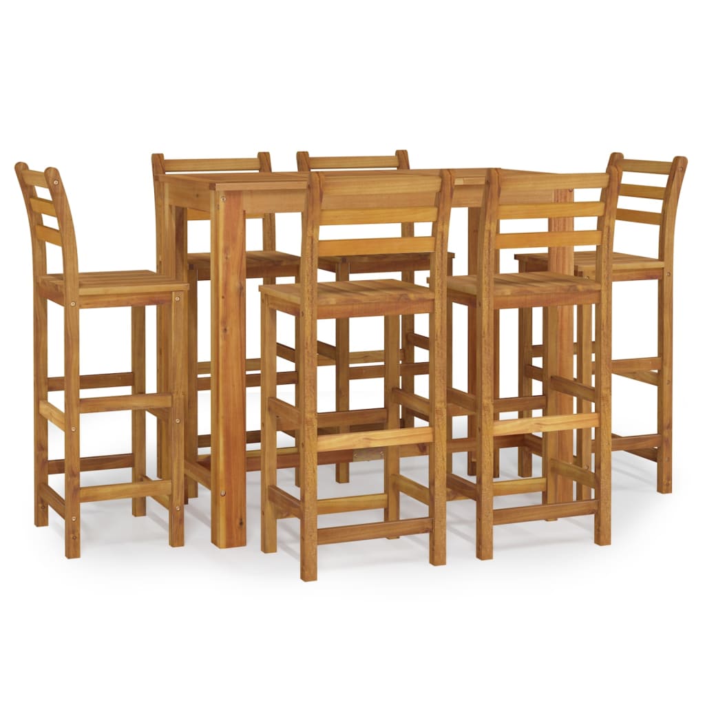 7 Piece Garden Bar Set Solid Wood Acacia