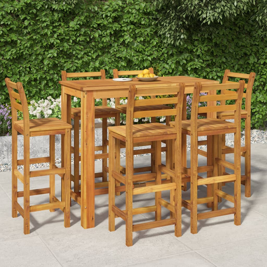 7 Piece Garden Bar Set Solid Wood Acacia