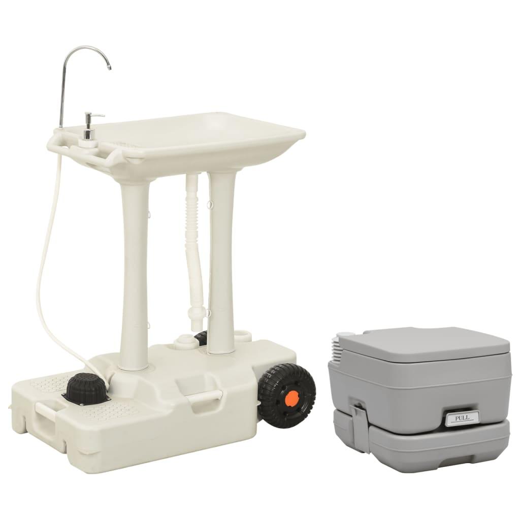 Portable Camping Toilet and Handwash Stand Set