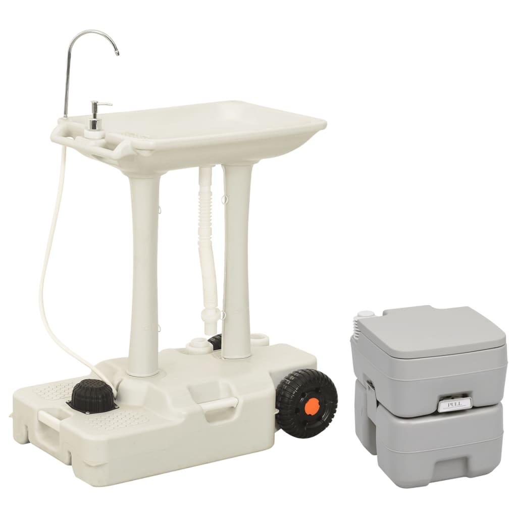 Portable Camping Toilet and Handwash Stand Set