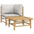 2 Piece Garden Lounge Set with Light Grey Cushions Bamboo