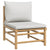 Garden Middle Sofa with Light Grey Cushions Bamboo