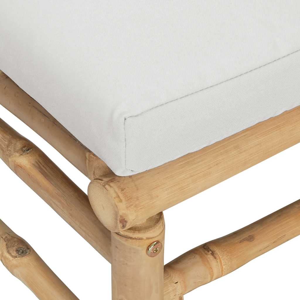 Garden Middle Sofa with Light Grey Cushions Bamboo